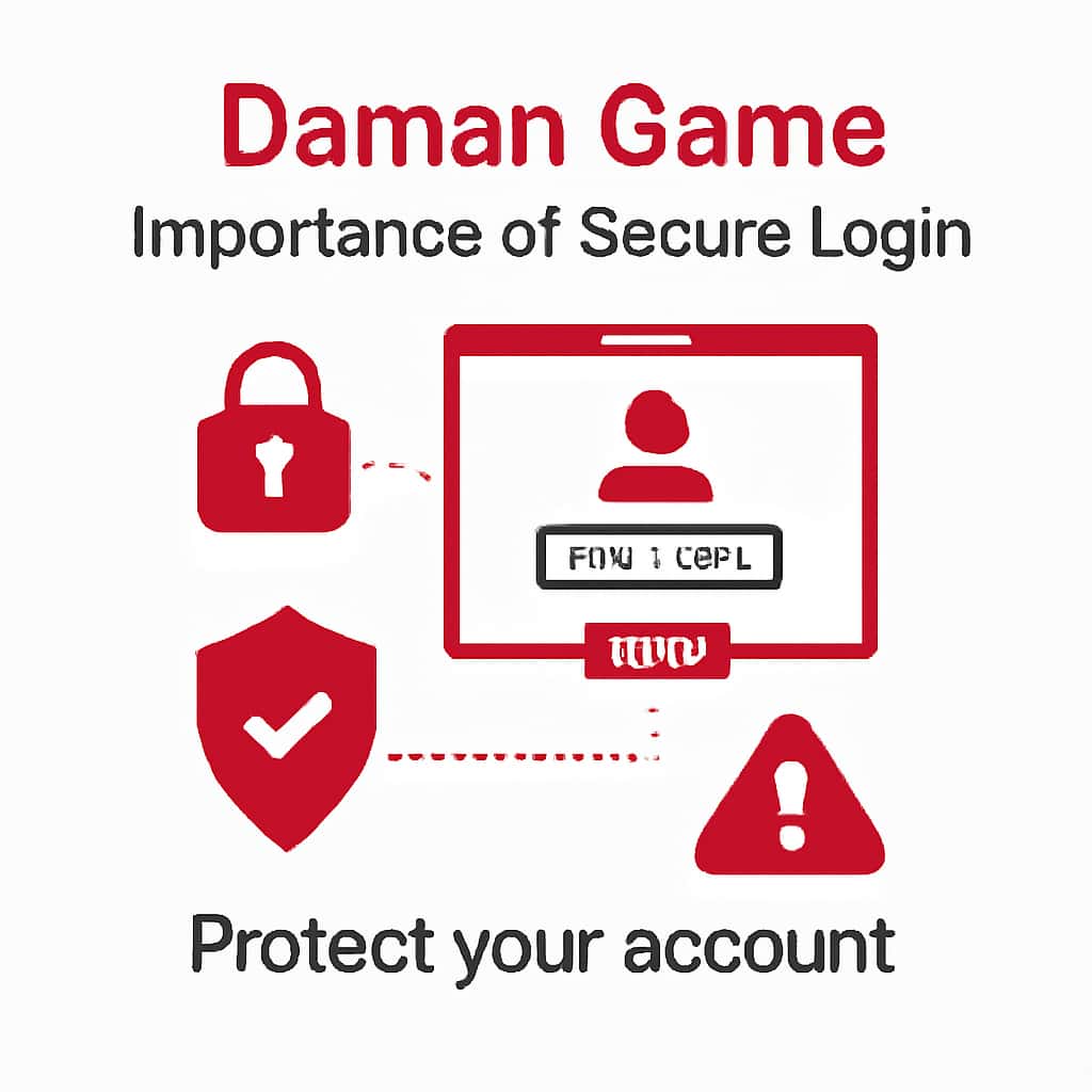 An educational illustration about secure login practices for Daman Game.